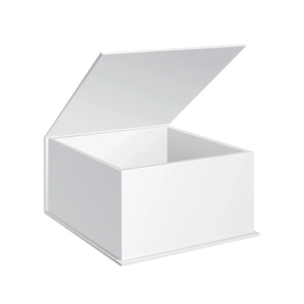 Carton cadeau de produit blanc, boîte de paquet de carton ouverte — Image vectorielle