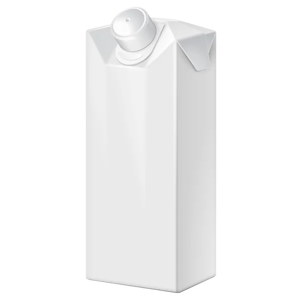 Mléko, šťávy, nápoje, kartonu balení prázdné bílé — Stockový vektor