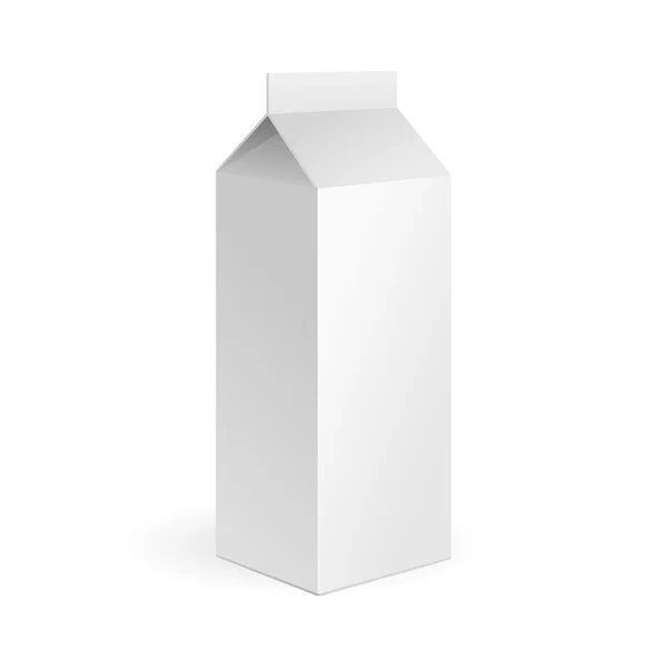 Leche, paquete del cartón del jugo blanco en blanco sobre fondo blanco — Vector de stock