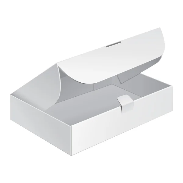 Beyaz ürün mukavva, karton paket kutu açıldı — Stok Vektör