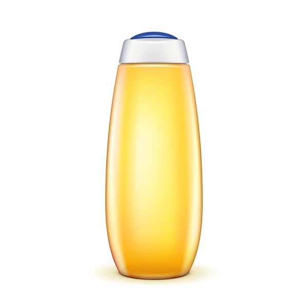 Botella de gel de ducha de aceite de champú amarillo — Vector de stock