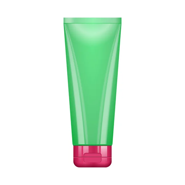 Tubo de creme ou gel verde rosa limpo — Vetor de Stock