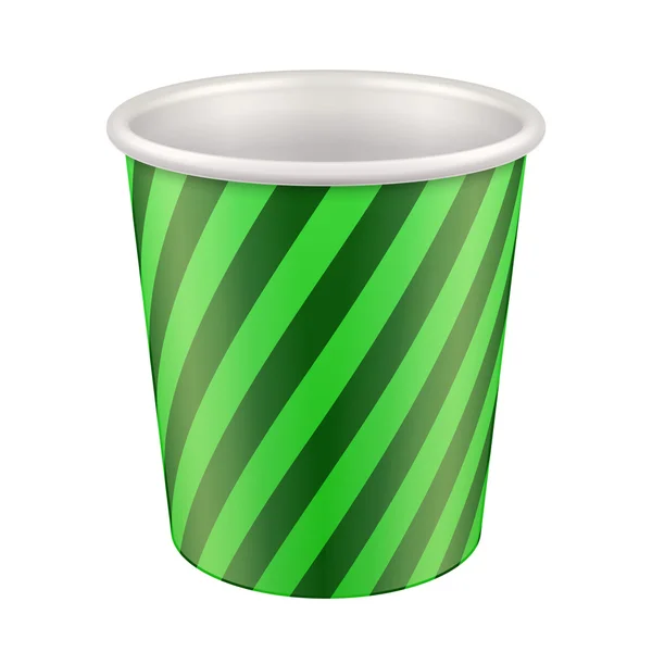 Green Disposable Paper Cup. Container For Coffee, Java, Tea — Stock Vector