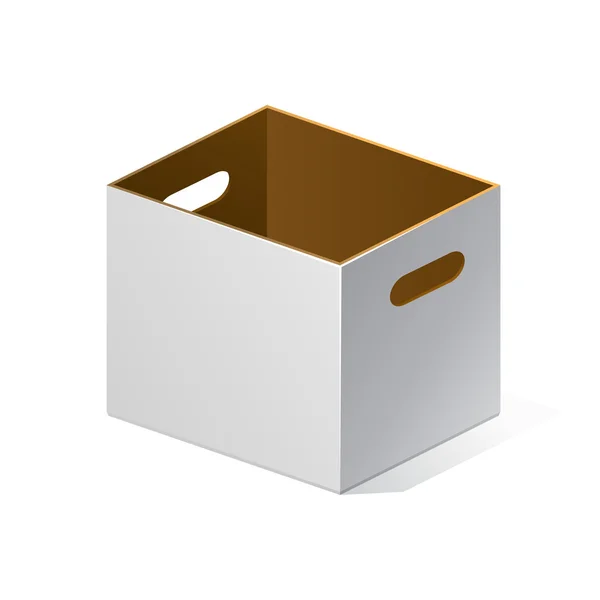 Wit karton, bruin binnen karton pakket box — Stockvector