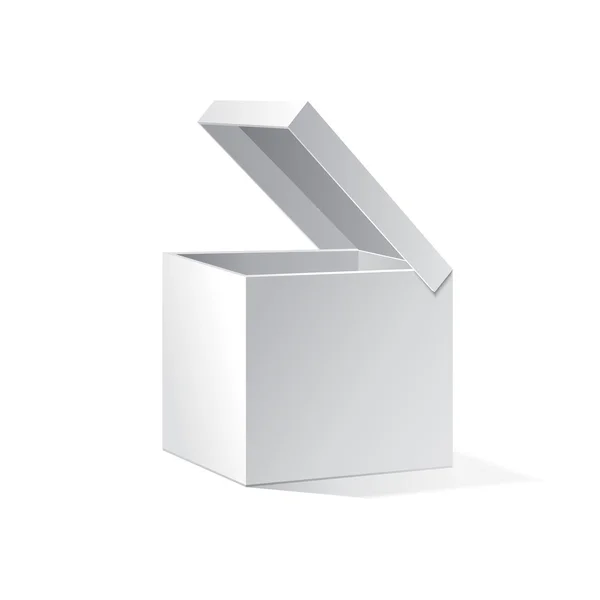 Caja de regalo abierta de cartón blanco. Ilustración Aislado sobre fondo blanco. Vector EPS10 — Archivo Imágenes Vectoriales