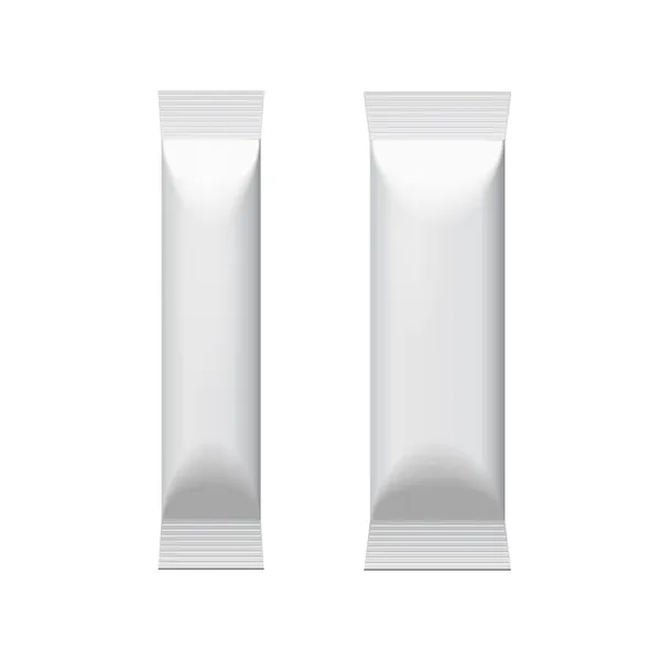 两个白色空白铝箔包装咖啡，盐，胡椒和香料 — 图库矢量图片