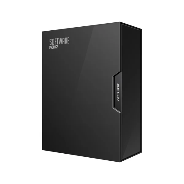 Modern yazılım paketi kutusu siyah Dvd veya Cd Disk