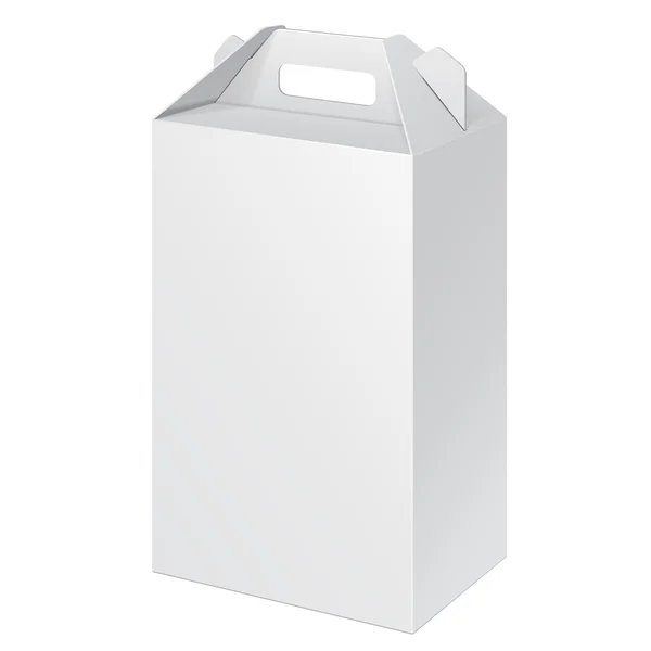 Białe wysokie prowadzenie kartonowe pudełka opakowania do żywności, prezent — Stockvector
