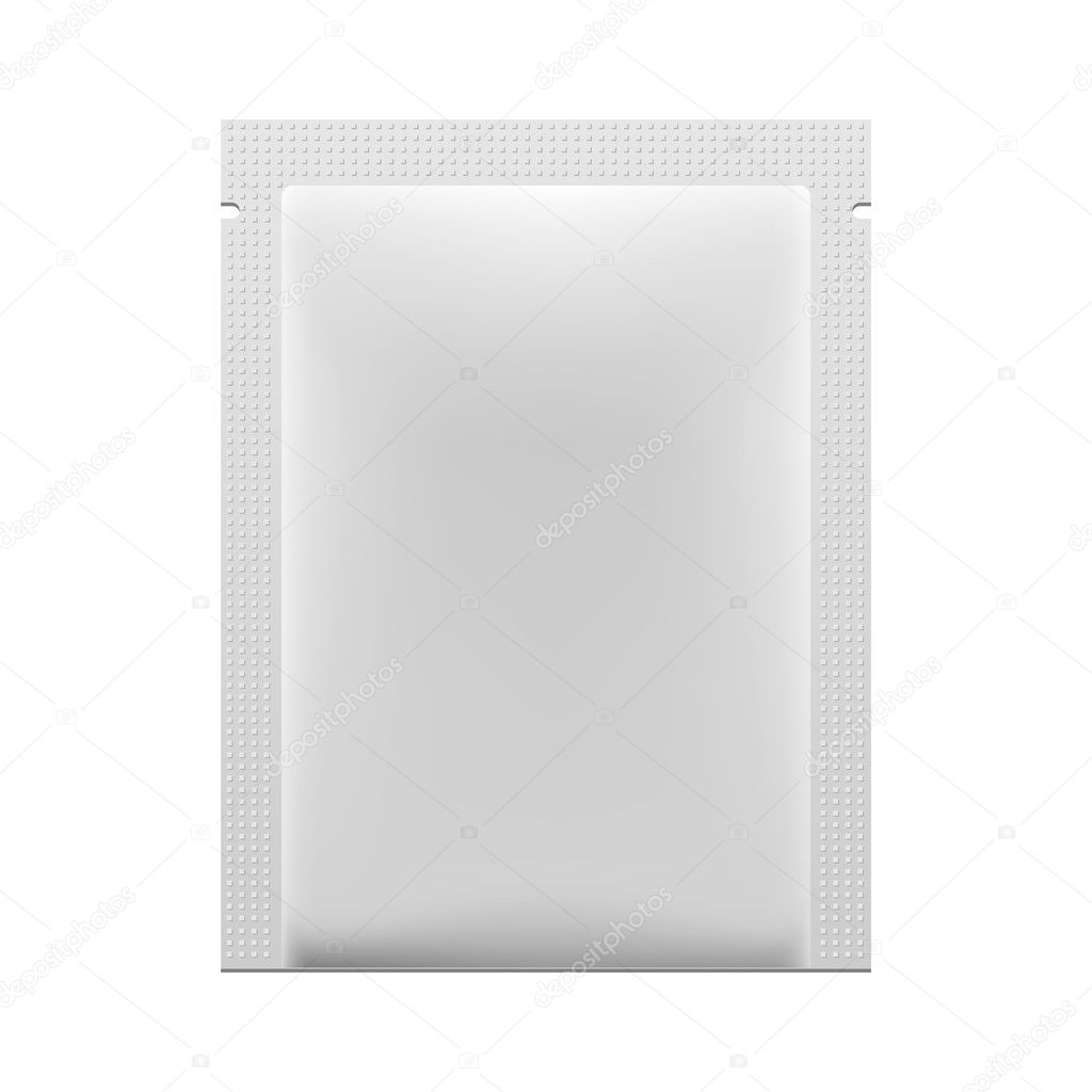 Long White Blank Foil Packaging Medicine Drugs Or Coffee, Salt, Sugar, Pepper, Spices