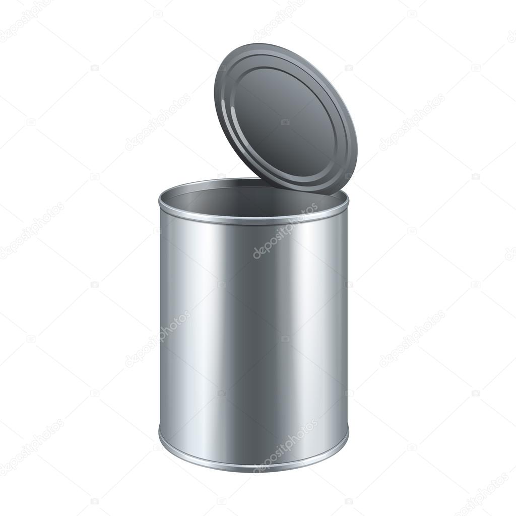 Opened Tincan Metal Tin Can, Canned Food. Ready For Your Design