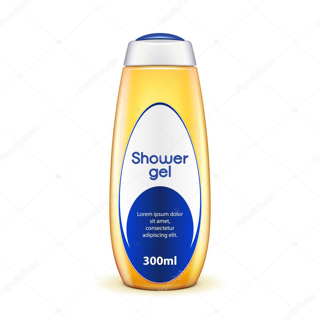 Download Oil Shower Gel Bottle Of Shampoo Yellow With Label Vector Image By C Mr Pack Vector Stock 47881415