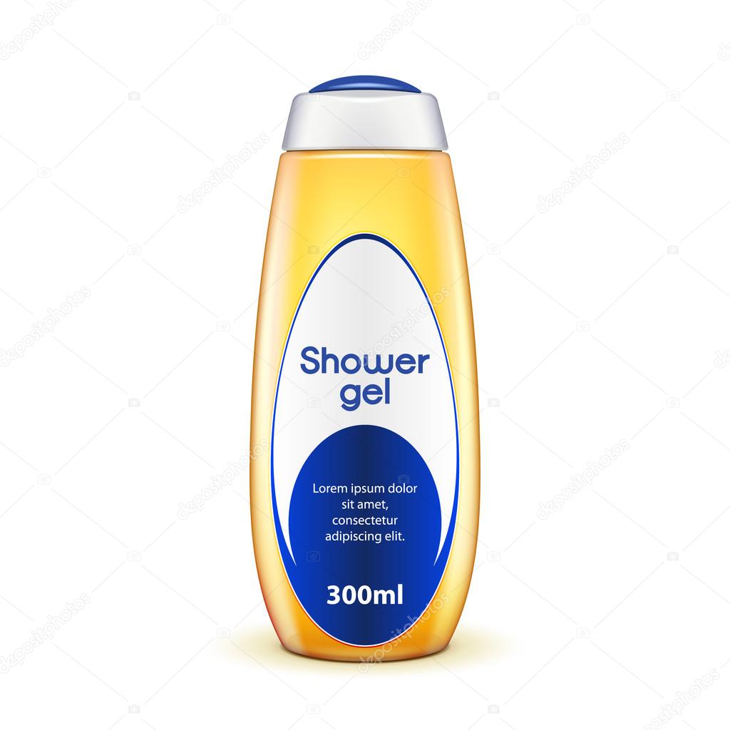 Oil Shower Gel Bottle Of Shampoo Yellow With Label