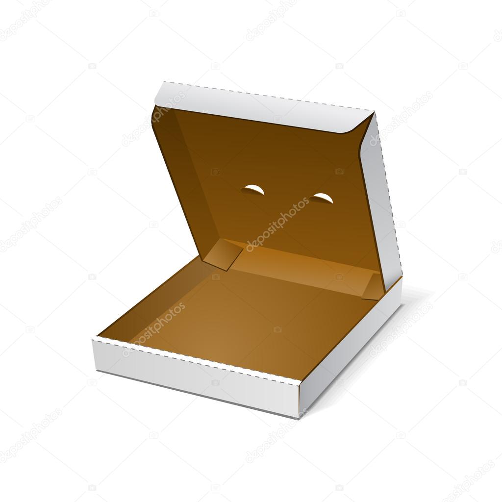 Open White Blank Carton Pizza Box On White Background Isolated. Ready For  Your Design. Food Product Packing Vector EPS10 Stock Vector by ©Mr.Pack  47882279