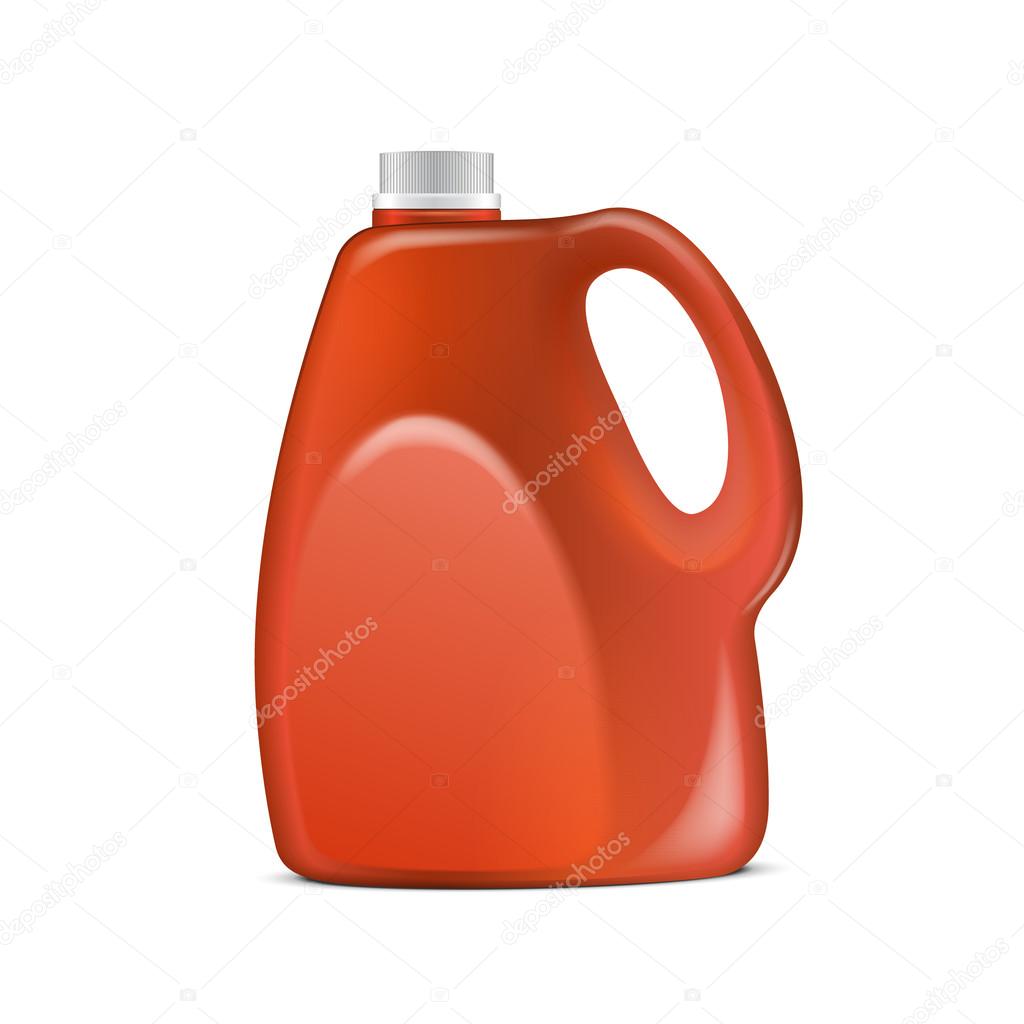Red Plastic Jerrycan On White Background Isolated