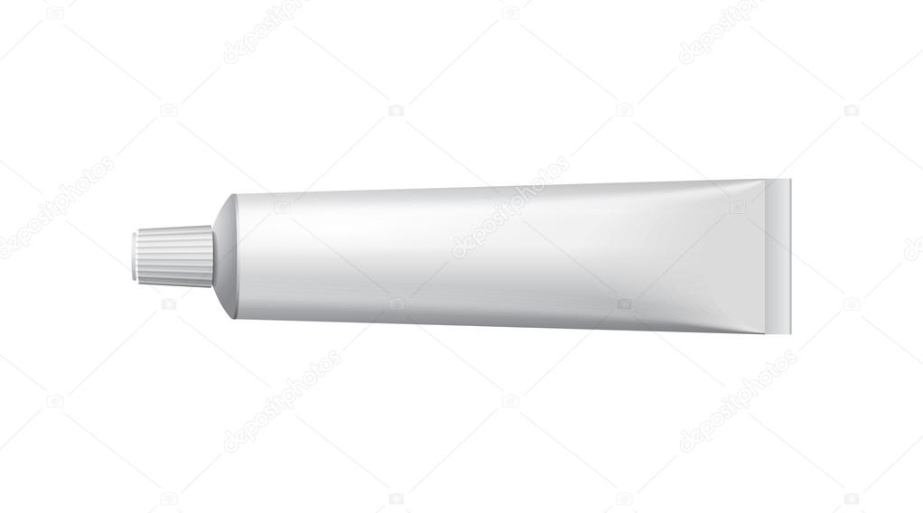 Tube Of Toothpaste, Cream Or Gel Grayscale Silver White Clean. Ready For Your Design. Product Packing Vector EPS10