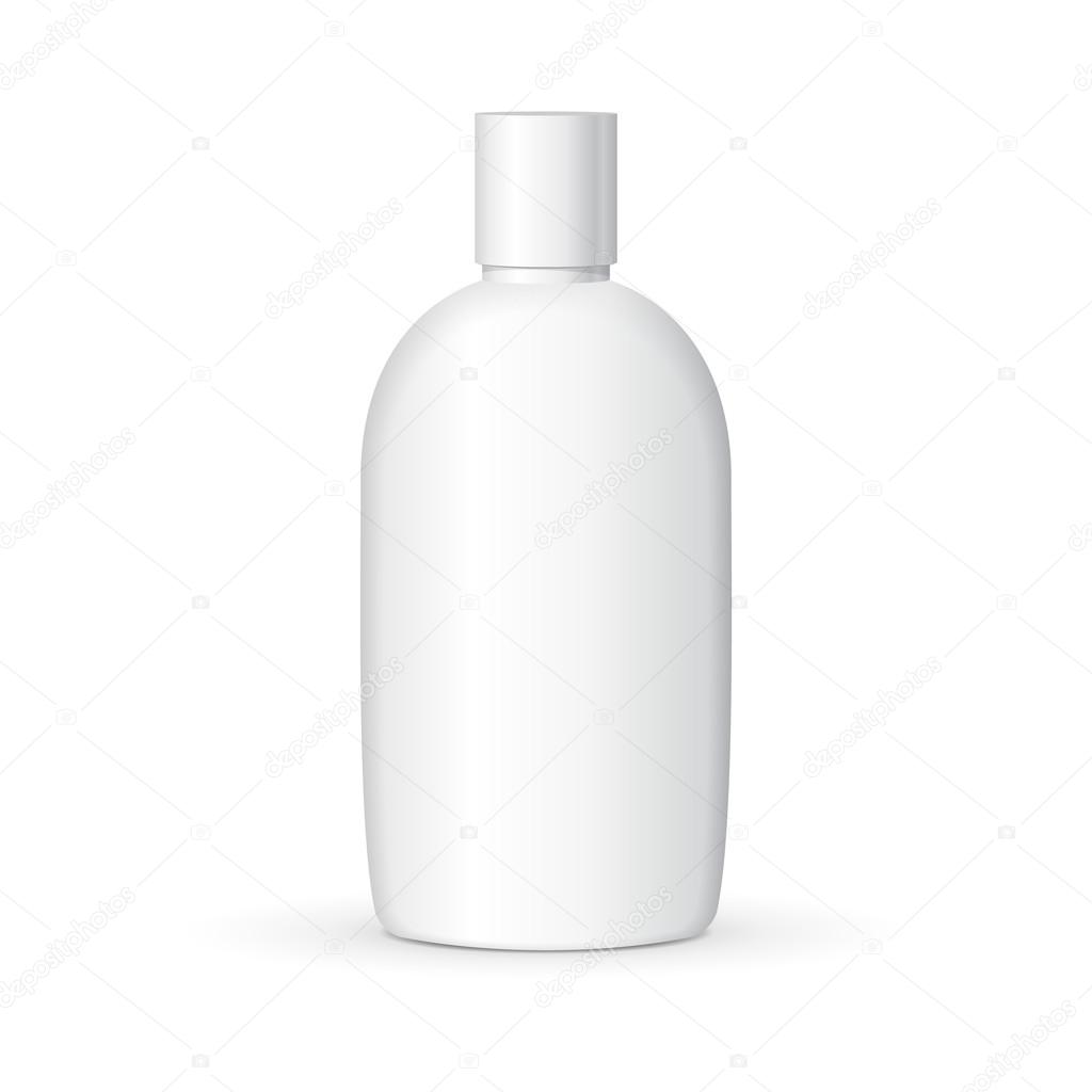 Shampoo Plastic Bottle On White Background Isolated