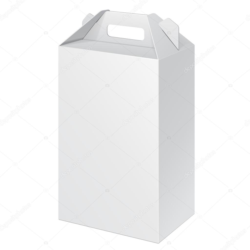 White Tall Cardboard Carry Box Packaging For Food, Gift
