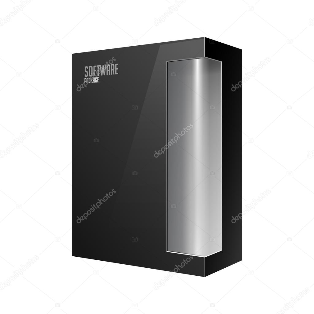 Black Modern Software Product Package Box With Gray Window