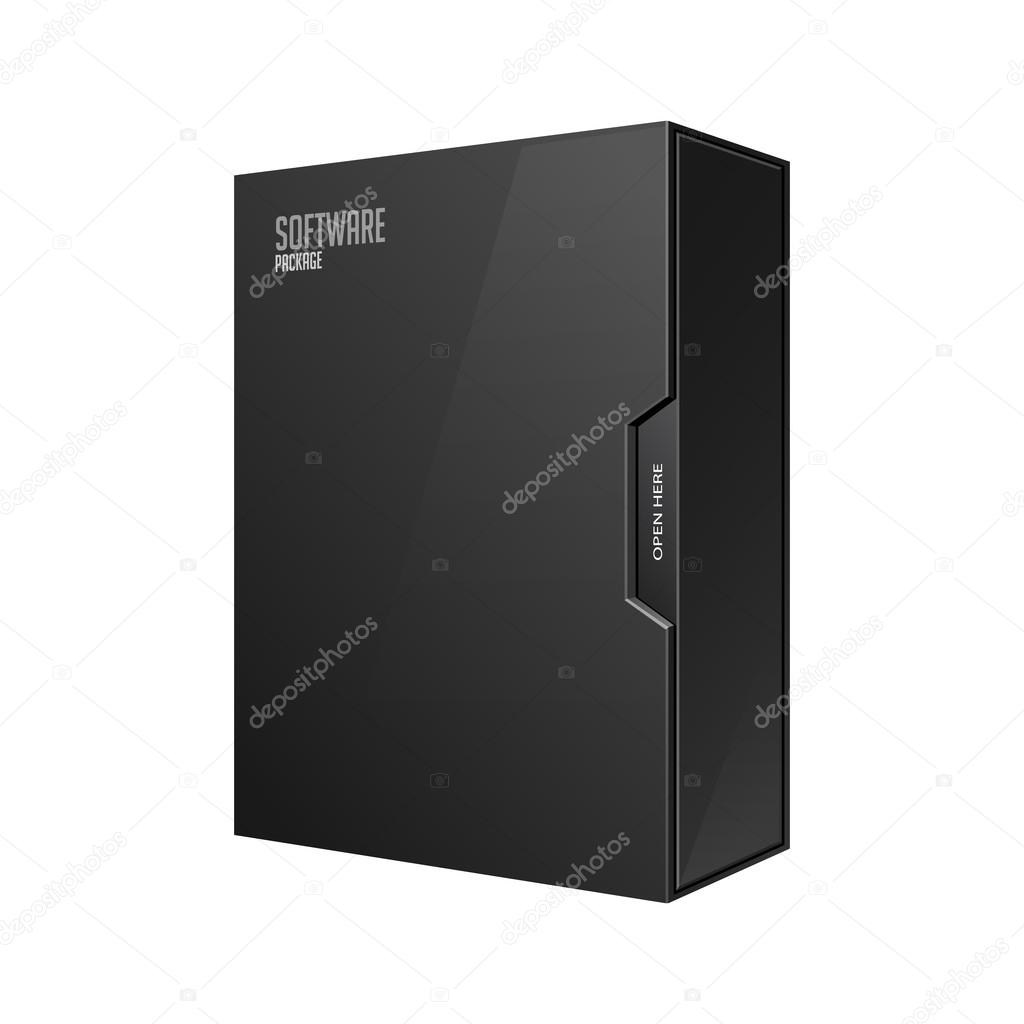 Modern Software Package Box Black With DVD Or CD Disk