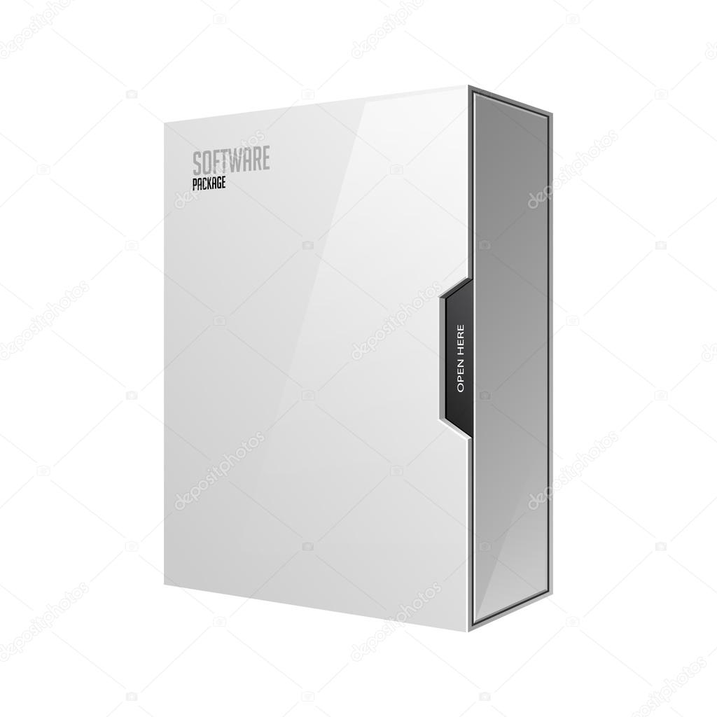 Modern Software Package Box White With DVD Or CD Disk