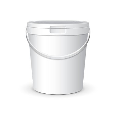 Beyaz gıda plastik küvet kova konteyner kapak kapak tatlı, yoğurt, dondurma, ekşi doğru sream veya aperatif için. tasarımınız için hazır. vektör eps10 ambalaj ürün