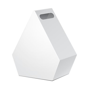 White Cardboard Pentagonal Carry Box Bag Packaging clipart