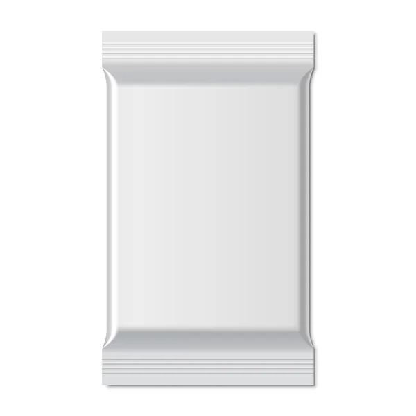 Embalaje blanco de la bolsa del sobre de la comida de la hoja en blanco para el chocolate, café — Vector de stock