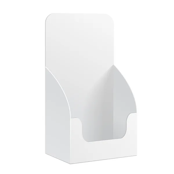 Supporto vuoto vuoto bianco della scatola di esposizione del cartone di POI del POS bianco per i volantini di pubblicità — Vettoriale Stock