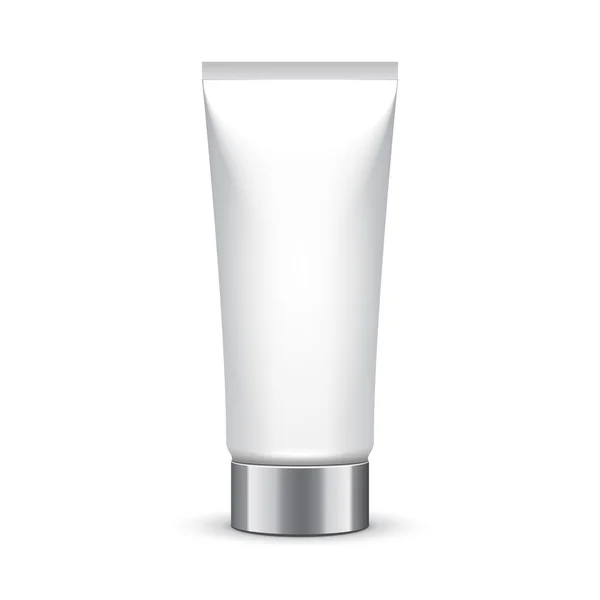 Tube Of Cream Or Gel Grayscale Silver White Clean with Chrome Lid — стоковый вектор