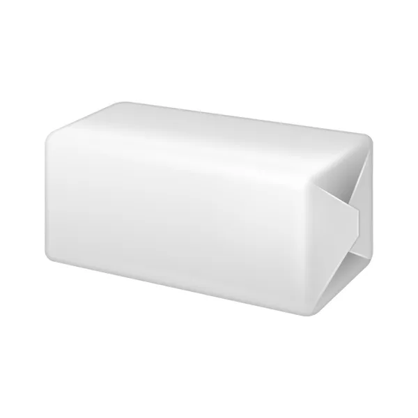 Fehér wrap csomag csomag doboz. postai, élelmiszer, ajándék vagy egyéb termékek csomagolása — Stock Vector