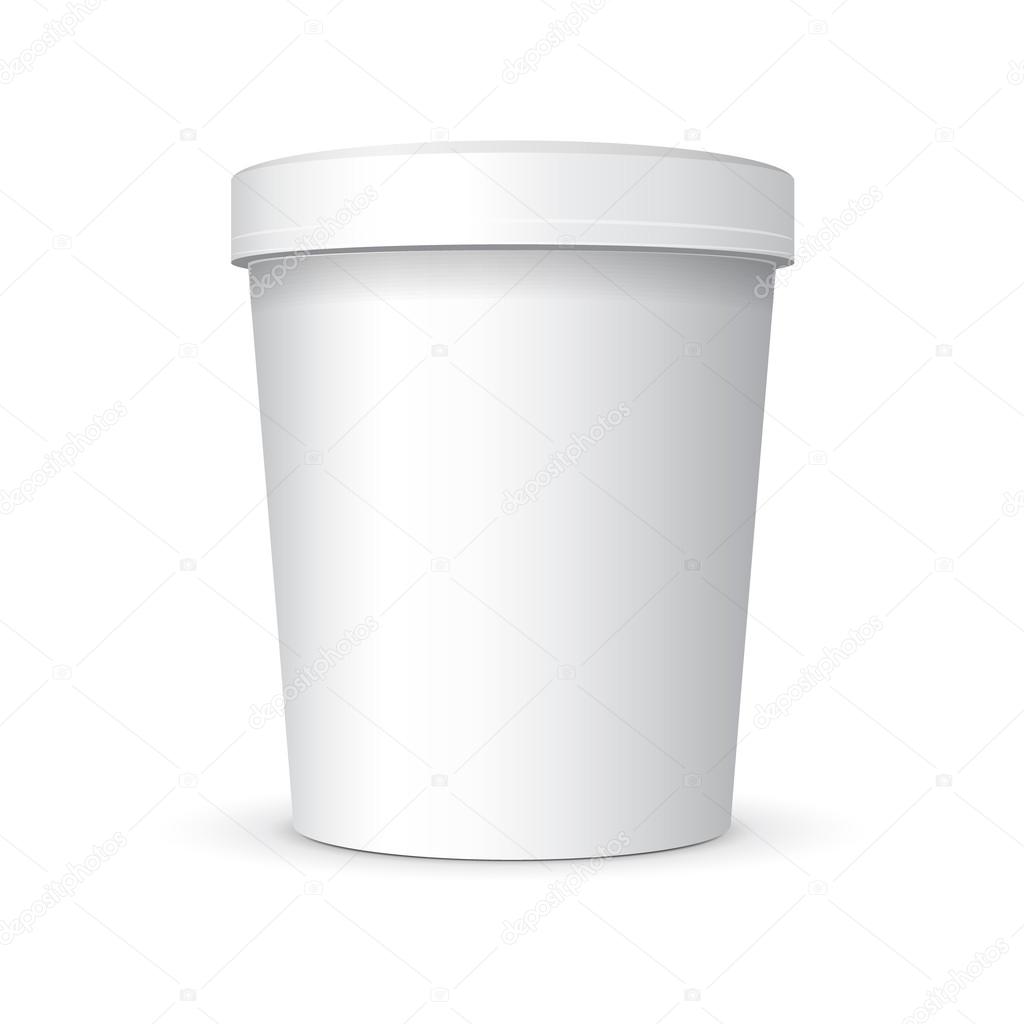 White Food Plastic Tub Bucket Container With Handle For Dessert, Yogurt, Ice Cream, Sour Sream