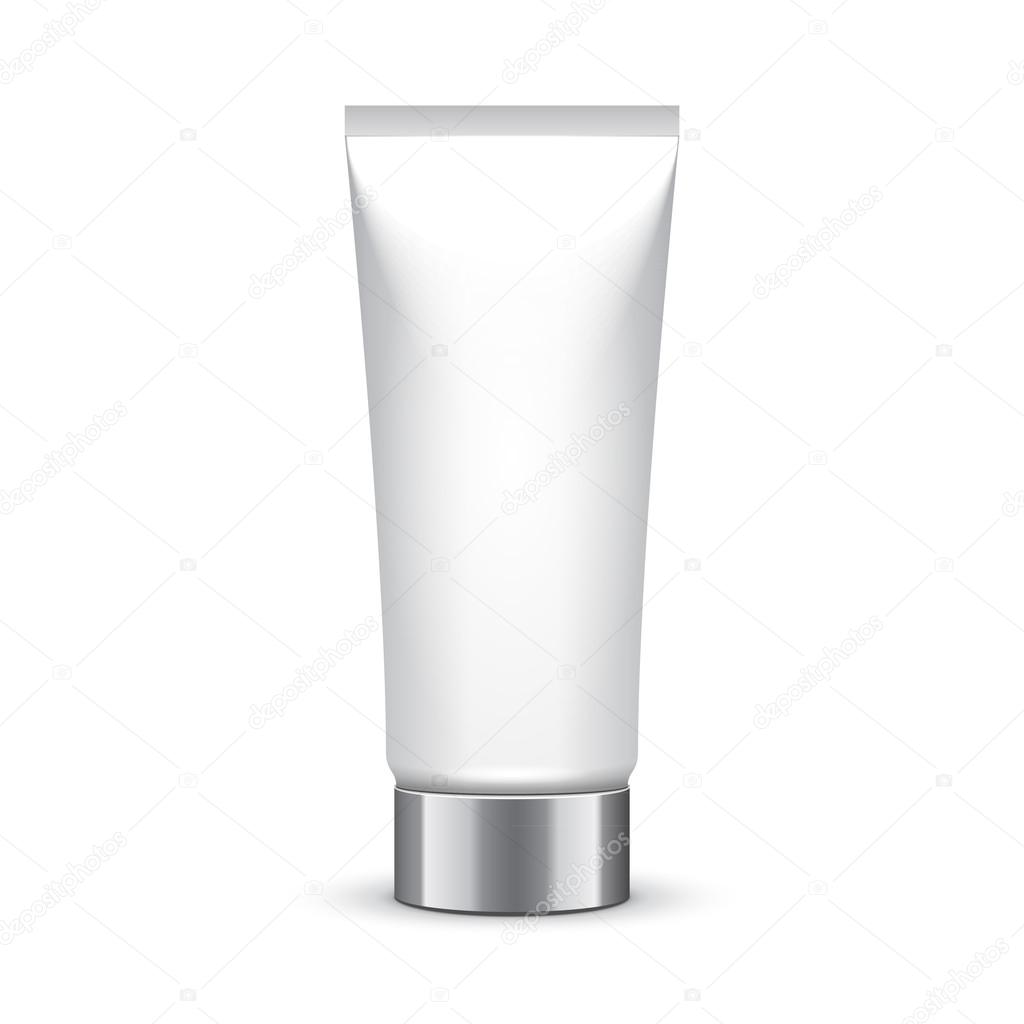 Tube Of Cream Or Gel Grayscale Silver White Clean With Chrome Lid