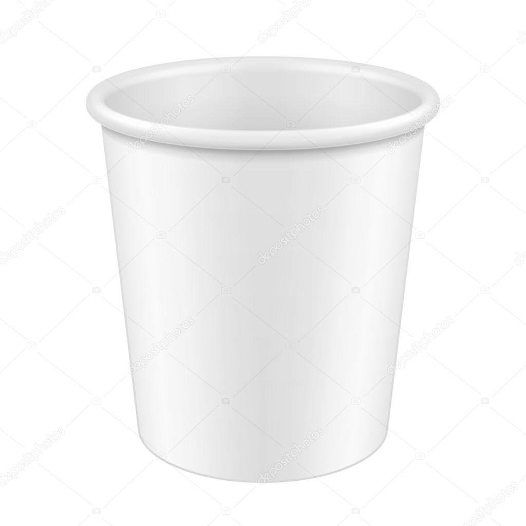 White Disposable Paper Cup. Container For Coffee, Java, Tea, Cappuccino, Dessert, Yogurt, Ice Cream