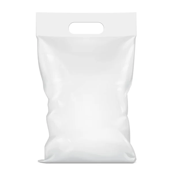 Mockup Blankfolie oder Papier Food Stand Up Pouch Snack Sachet Bag Verpackung mit Griff. Illustration isoliert auf weißem Hintergrund. Mock Up, Mockup-Vorlage bereit für Ihr Design. Vektor EPS10 — Stockvektor