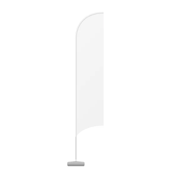Mockup White Outdoor Blade egyenes toll zászló, Stander reklám zászló pajzs. Illusztráció elszigetelt fehér háttér. Mock Up Sablon készen áll a design. Termékcsomagolási vektor EPS10 — Stock Vector