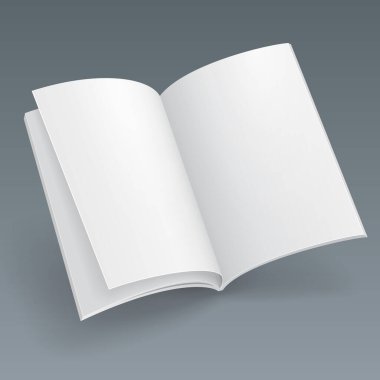 Mockup Blank Uçan Dergisi, Kitap, Kitapçık, Broşür, Kapak. Gri arka planda izole edilmiş bir resim. Tasarımınız için şablonu hazırlayın. Vektör EPS10