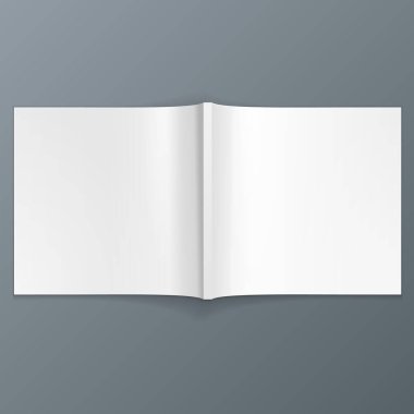 Mockup Blank Açık Dergisi, Kitap, Kitapçık, Broşür, Kapak. Gri arka planda izole edilmiş bir resim. Tasarımınız için şablonu hazırlayın. Vektör EPS10