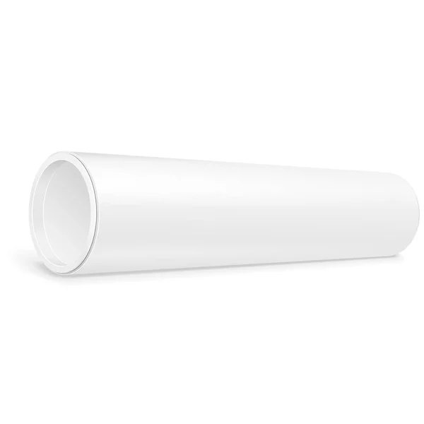 Papírová tubusová tubusová krabička Obal. Jídlo, dárkové výrobky. Ilustrace izolovaná na bílém pozadí. Falešná šablona připravena pro váš design. Vektor balení produktu EPS10 — Stockový vektor