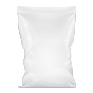 Mockup Blank Foil ya da Paper Food Stand Up Poşet Sachet Paketi. Beyaz arka planda izole edilmiş bir resim. Model Model Şablonu Tasarımınıza Hazır. Vektör EPS10