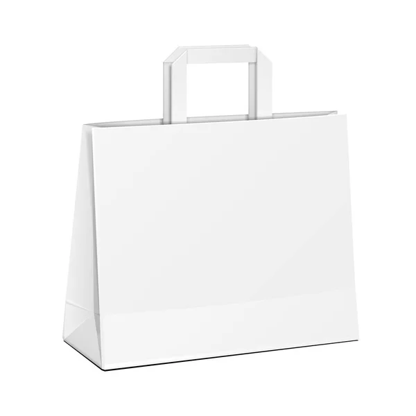 キャリア ペーパー バッグ ホワイト 白い背景で隔離の図 あなたのデザインのテンプレートの準備ができてのモックを作成します 製品梱包ベクトル Eps10 — ストックベクタ