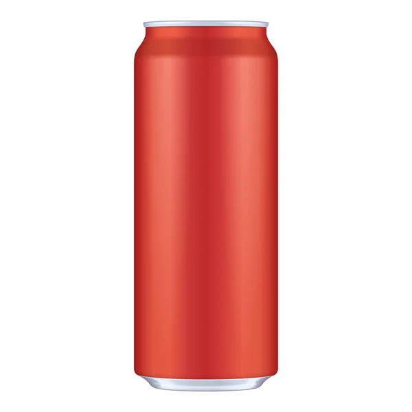 Rode Metalen Aluminium Drank Drinken Kan 500 Mockup Sjabloon Klaar — Stockvector