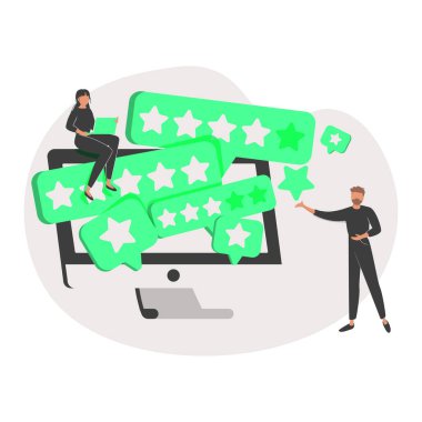 Müşteri değerlendirme konsepti. İnsanlar değerlendirme değerlendirmesi yapıyor. Müşteri seçimi. Müşteri konseptini bil. websitesi
