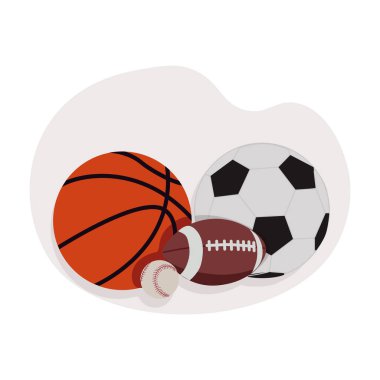 Collection of round and oval balls for different sports and recreational activities vector flat illustration. Set of