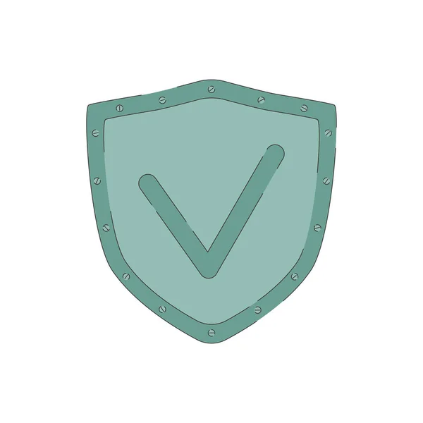 Icona segno di spunta scudo. Illustrazione vettoriale di Cartoona. Sicurezza, icona garantita — Vettoriale Stock