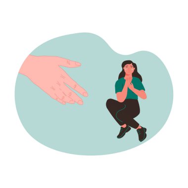 Psikoterapi psikolojik destek konsepti. Depresyonda olan genç bir kadın oturuyor ve stresten kurtulup yardım alıyor.