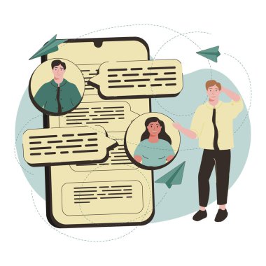 E- posta kampanyası, abonelik e-posta yönetim yazılımı, tanıtım veya iletişim mesajı konsepti, e-posta listesi dizüstü bilgisayarlı iş adamı e-posta gönderme.