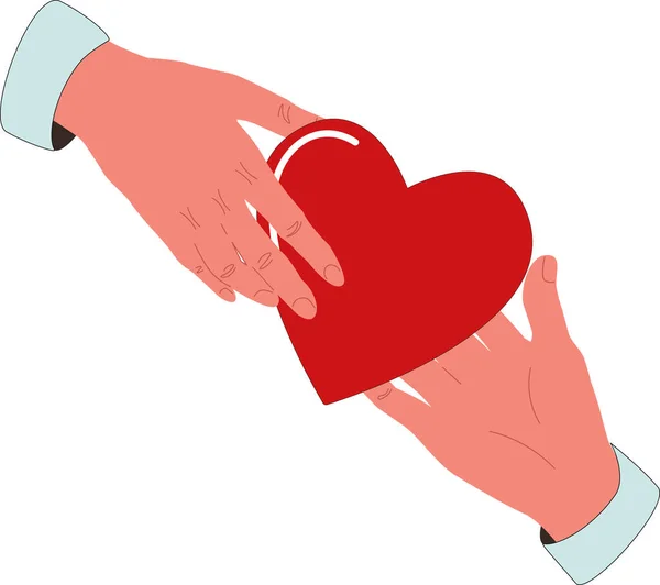 Pessoas Mantêm Coração Nas Mãos Mostram Amor Cuidado Nas Relações — Vetor de Stock