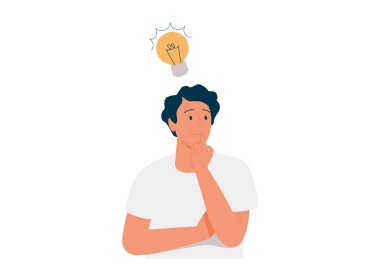 Kutunun dışını düşün, kafanda ampul, fikir, beyin fırtınası, hayal kurma yaratıcılığı. Yeni fikir, beyin fırtınası, çözüm, yaratıcılık. Beyaz üzerinde düz çizgi zarif vektör çizimi.