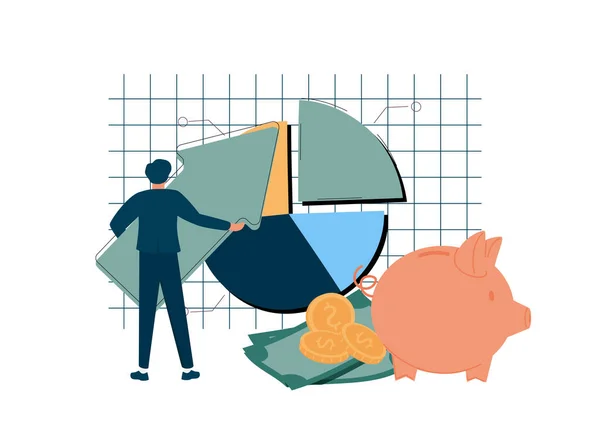 Illustration Croissance Financière Personnages Analysant Les Investissements Célébrant Succès Financier — Image vectorielle