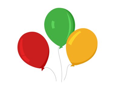 Bunch of balloons in cartoon style isolated on white background. Vector set.
